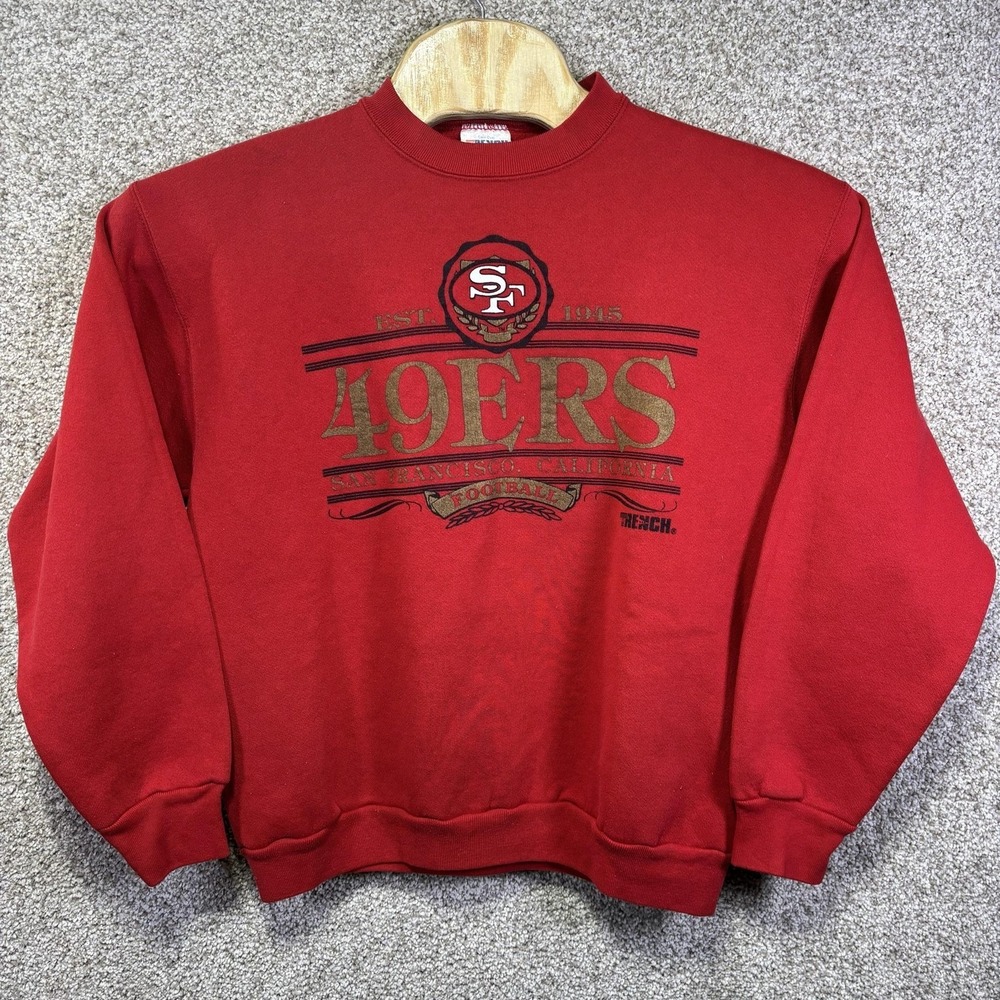 Vintage San Francisco 49ers Sweatshirt Mens Large Red Gold NFL Football‎ Trench
